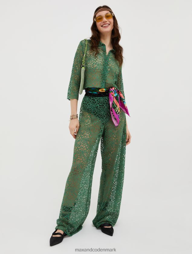Kvinder palazzobukser i blondejersey MAX&Co. grønt mønster B2Z2T6747 beklædning
