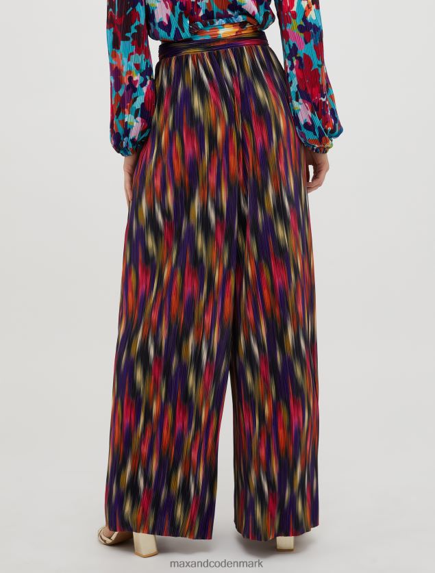 Kvinder plisserede bukser med brede ben MAX&Co. sort mønster B2Z2T6670 beklædning