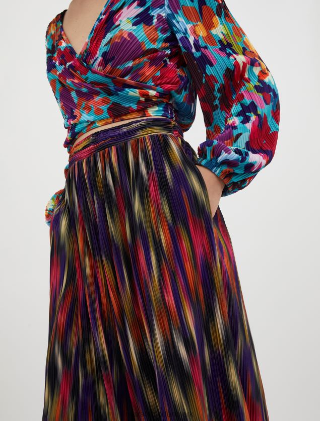 Kvinder plisserede bukser med brede ben MAX&Co. sort mønster B2Z2T6670 beklædning