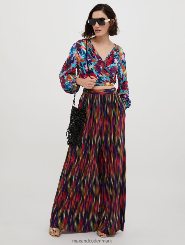 Kvinder plisserede bukser med brede ben MAX&Co. sort mønster B2Z2T6670 beklædning