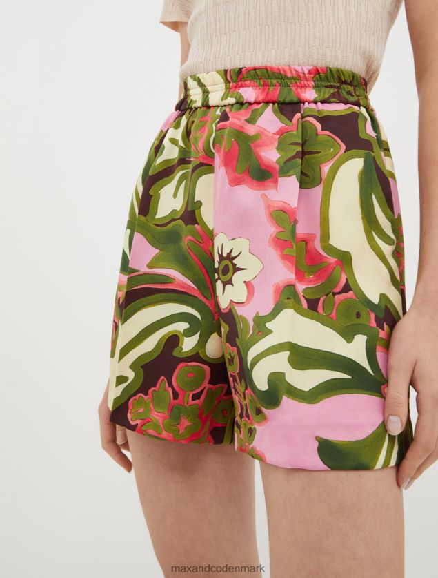 Kvinder satinshorts med blomsterprint MAX&Co. gammelt rosenmønster B2Z2T6299 beklædning
