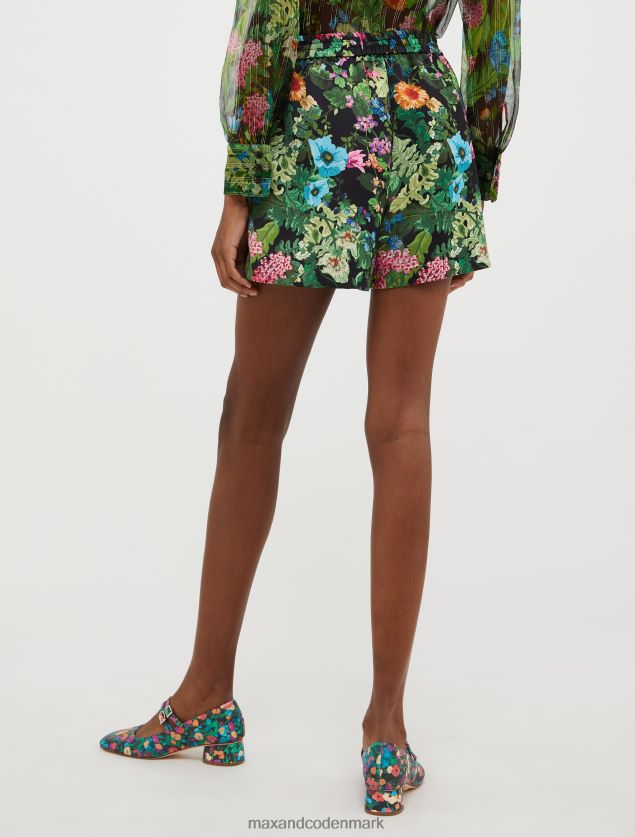 Kvinder satinshorts med blomsterprint MAX&Co. sort mønster B2Z2T6300 beklædning