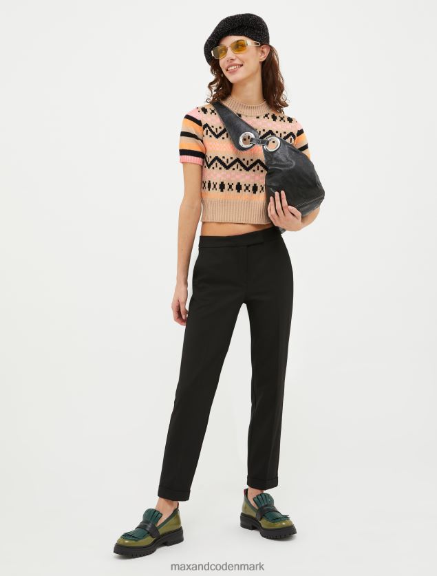 Kvinder slå-up slim-fit bukser MAX&Co. sort B2Z2T6706 beklædning