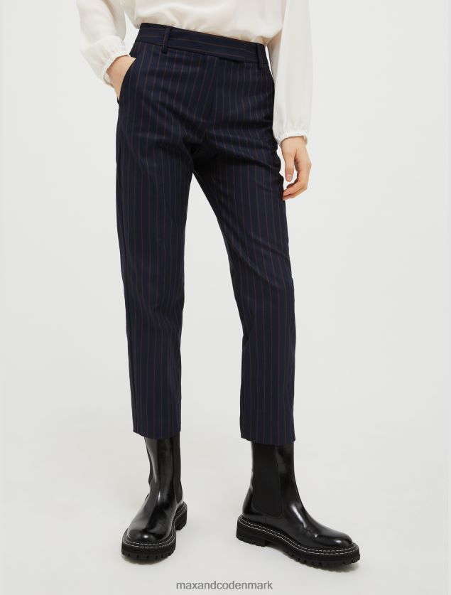 Kvinder slim fit flannel bukser MAX&Co. marineblåt mønster B2Z2T6288 beklædning