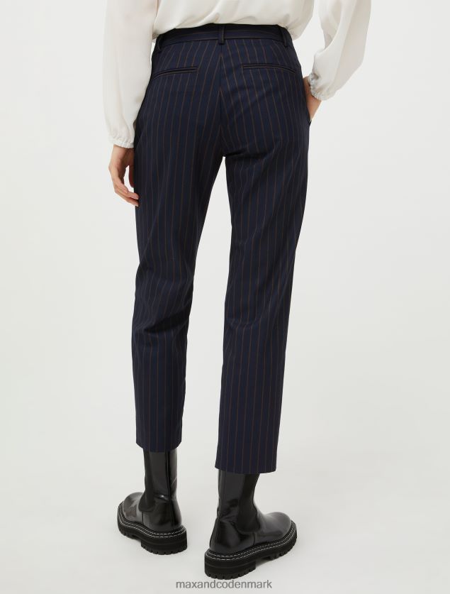 Kvinder slim fit flannel bukser MAX&Co. marineblåt mønster B2Z2T6288 beklædning