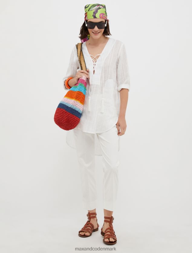 Kvinder slim fit gabardinbukser i bomuld MAX&Co. elfenben B2Z2T6697 beklædning