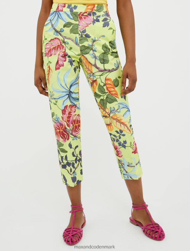 Kvinder slim fit gabardinbukser i bomuld MAX&Co. syregrønt mønster B2Z2T6696 beklædning