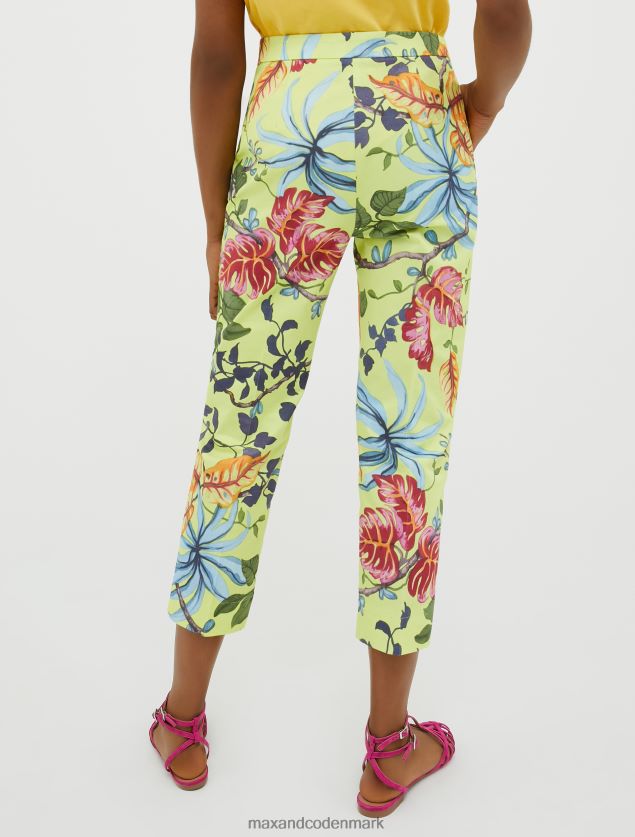 Kvinder slim fit gabardinbukser i bomuld MAX&Co. syregrønt mønster B2Z2T6696 beklædning