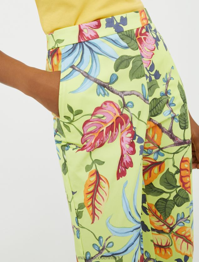 Kvinder slim fit gabardinbukser i bomuld MAX&Co. syregrønt mønster B2Z2T6696 beklædning