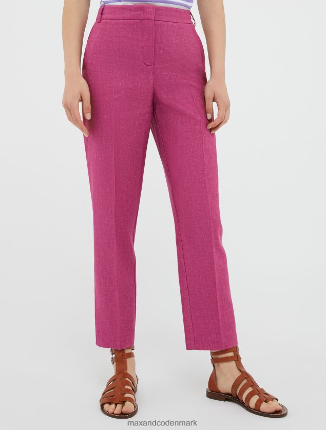 Kvinder slim fit hør- og bomuldsbukser MAX&Co. gammel rose B2Z2T6675 beklædning