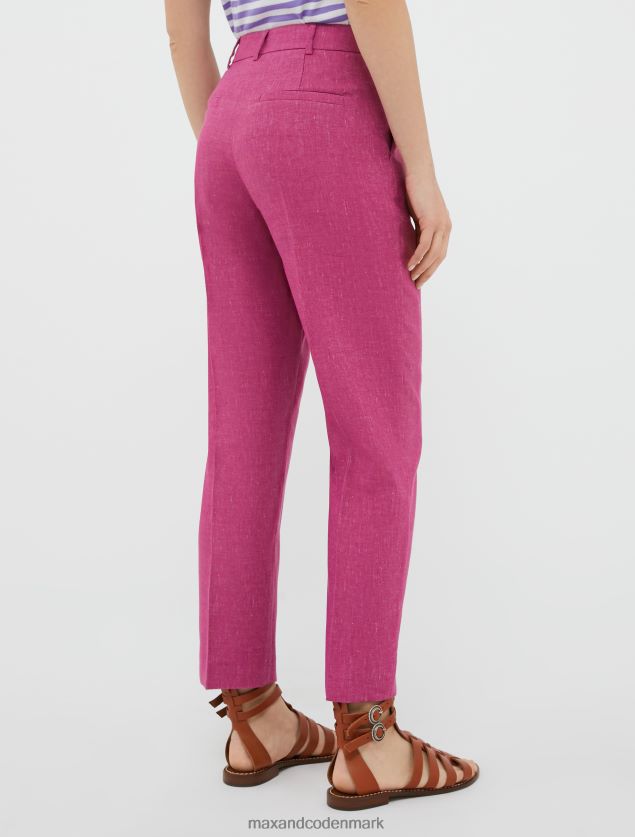 Kvinder slim fit hør- og bomuldsbukser MAX&Co. gammel rose B2Z2T6675 beklædning