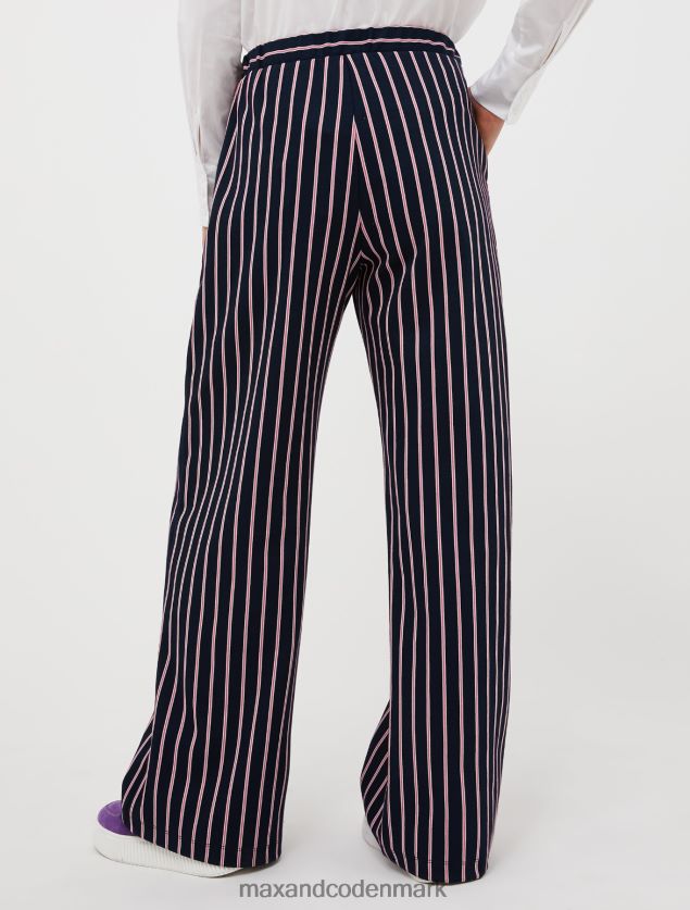 Kvinder stribede jerseybukser med brede ben MAX&Co. Marine blå B2Z2T6265 beklædning