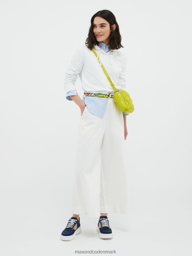 Kvinder teknisk-jersey bukser med brede ben MAX&Co. hvidt mønster B2Z2T6287 beklædning