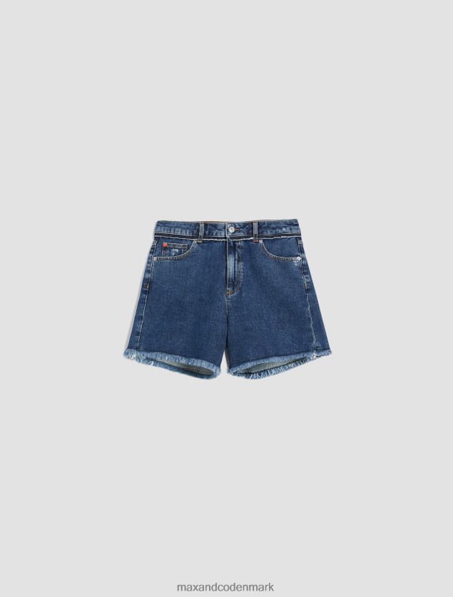 Kvinder denimshorts med frynser MAX&Co. Marine blå B2Z2T6723 beklædning