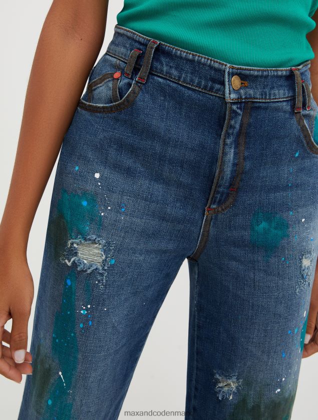 Kvinder håndmalede hipster jeans MAX&Co. midnatsblå B2Z2T6703 beklædning
