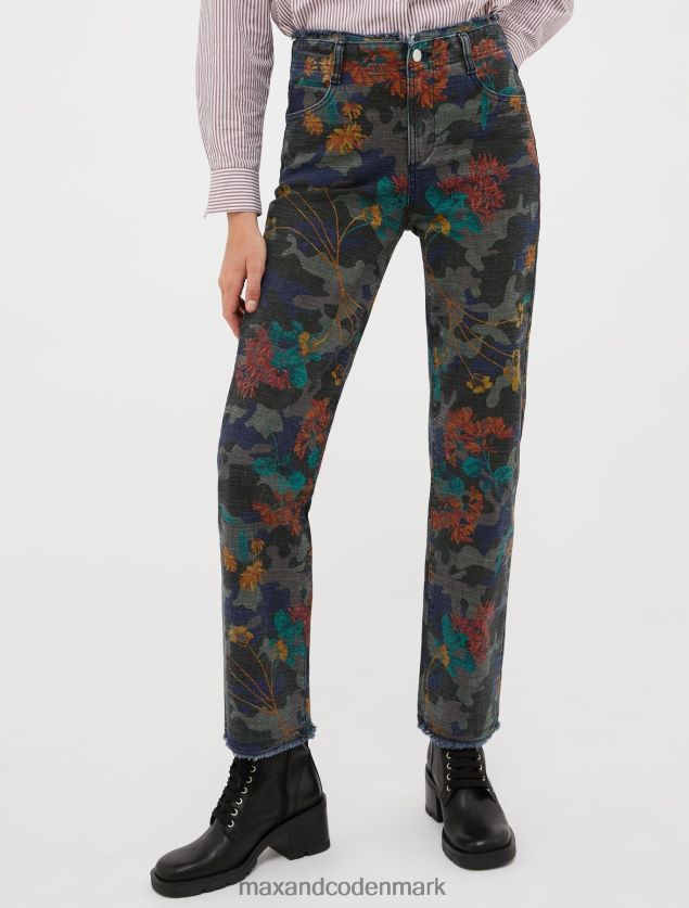 Kvinder jeans med frynsede blomsterprint MAX&Co. Marine blå B2Z2T6730 beklædning