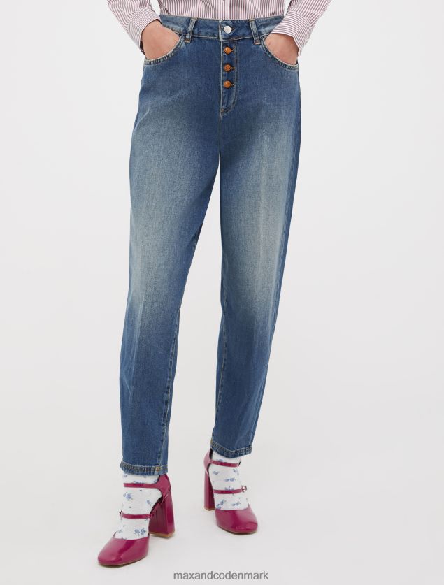 Kvinder slips-udsmykkede barrel-leg jeans MAX&Co. Marine blå B2Z2T6722 beklædning