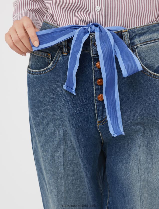 Kvinder slips-udsmykkede barrel-leg jeans MAX&Co. Marine blå B2Z2T6722 beklædning