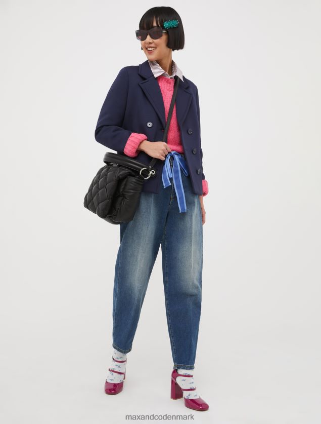 Kvinder slips-udsmykkede barrel-leg jeans MAX&Co. Marine blå B2Z2T6722 beklædning