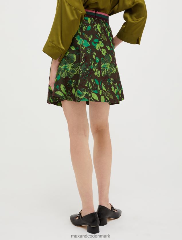 Kvinder blomster-jacquard nederdel MAX&Co. verde fluo B2Z2T6758 beklædning