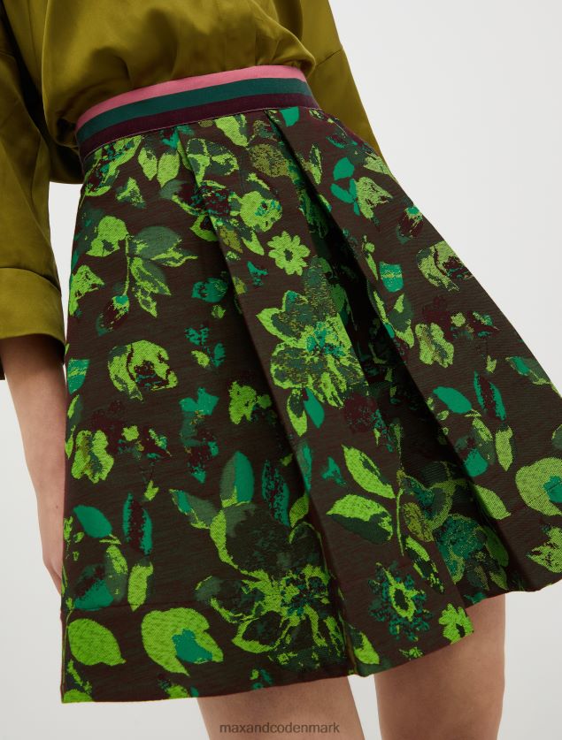 Kvinder blomster-jacquard nederdel MAX&Co. verde fluo B2Z2T6758 beklædning