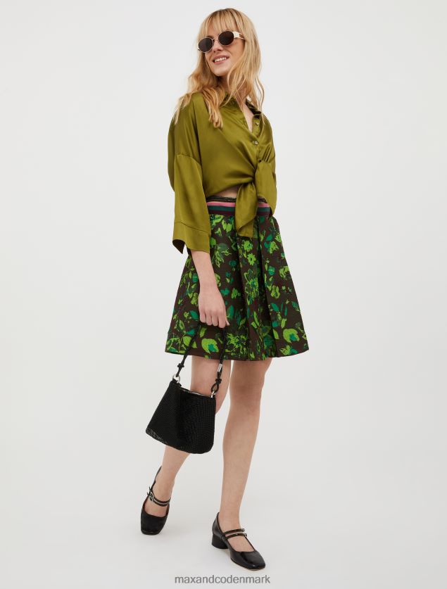 Kvinder blomster-jacquard nederdel MAX&Co. verde fluo B2Z2T6758 beklædning