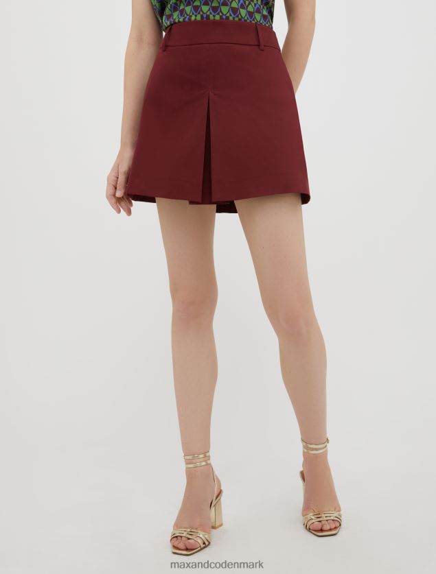 Kvinder bomuld-satin mini nederdel MAX&Co. bordeaux B2Z2T6757 beklædning