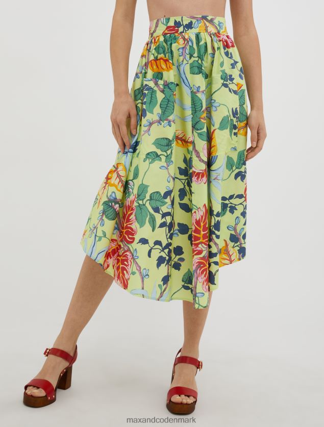 Kvinder bomuldspoplin midi-nederdel MAX&Co. syregrønt mønster B2Z2T6785 beklædning