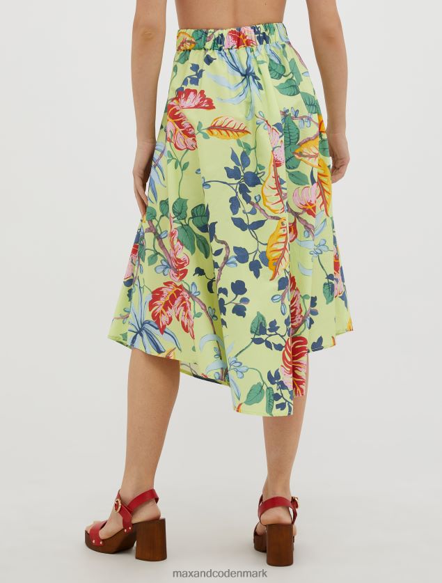 Kvinder bomuldspoplin midi-nederdel MAX&Co. syregrønt mønster B2Z2T6785 beklædning