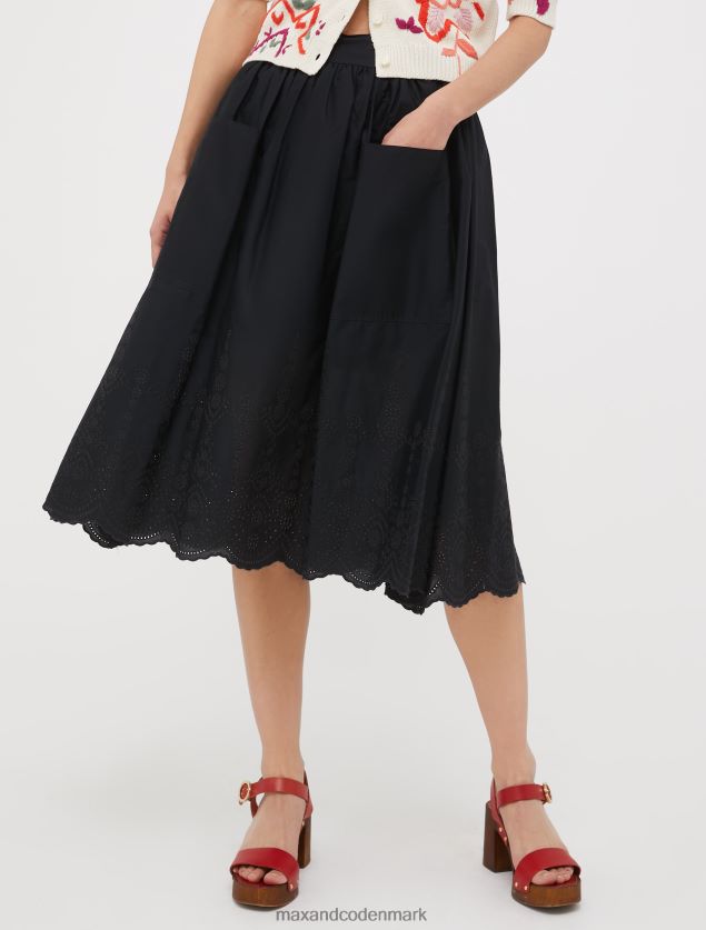 Kvinder broderie anglaise bomuldsnederdel MAX&Co. sort B2Z2T6777 beklædning