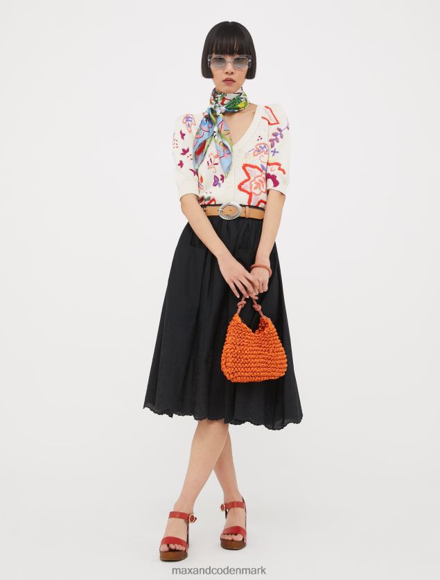 Kvinder broderie anglaise bomuldsnederdel MAX&Co. sort B2Z2T6777 beklædning