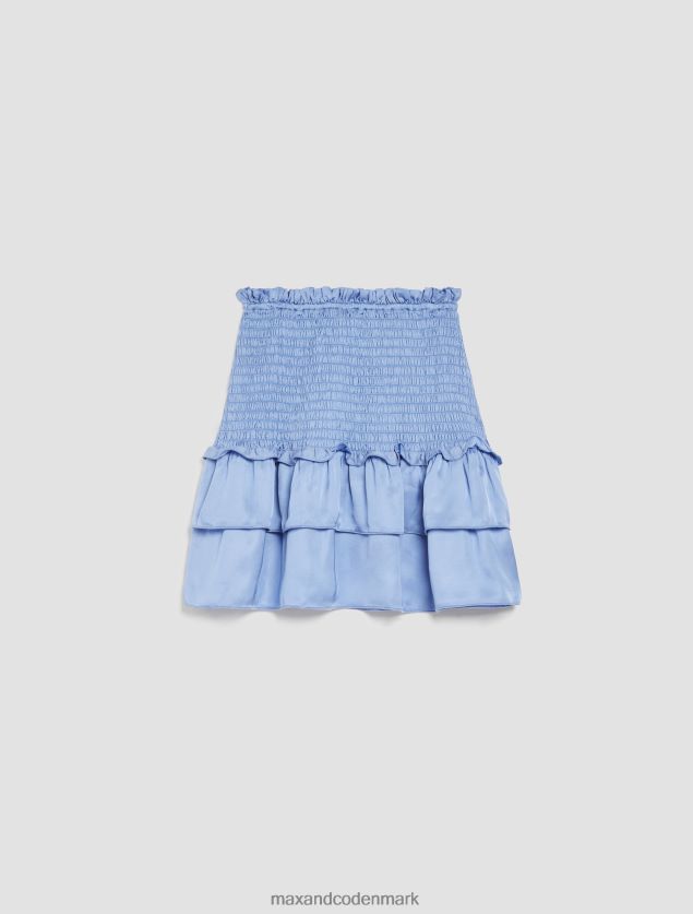 Kvinder flæsede satin mini-nederdel MAX&Co. lyseblå B2Z2T6770 beklædning