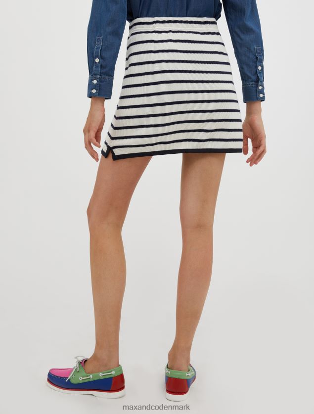 Kvinder mariniere mini-nederdel i ribbet jersey MAX&Co. hvidt mønster B2Z2T6778 beklædning