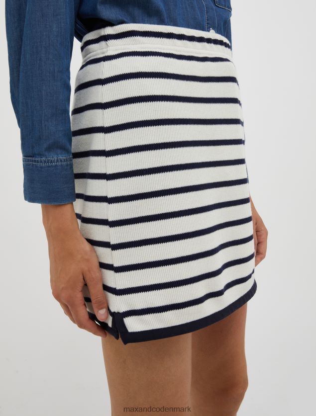 Kvinder mariniere mini-nederdel i ribbet jersey MAX&Co. hvidt mønster B2Z2T6778 beklædning