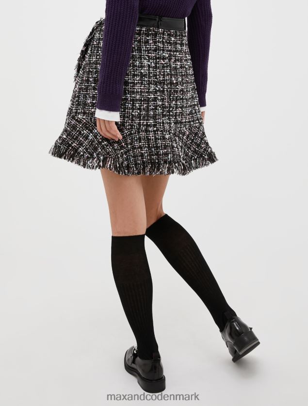 Kvinder mini-nederdel med frynser MAX&Co. sort mønster B2Z2T6281 beklædning