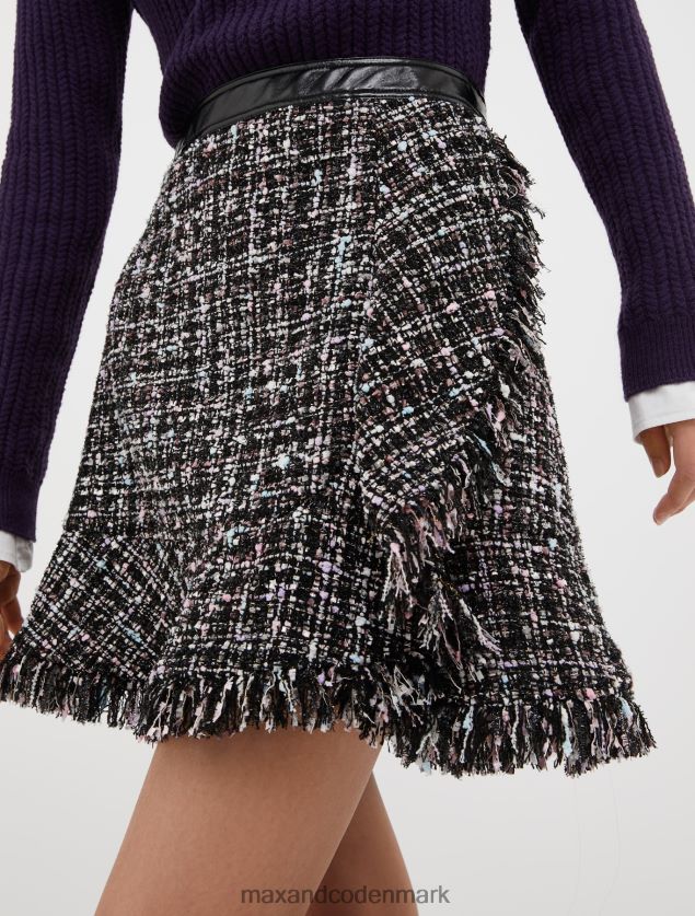 Kvinder mini-nederdel med frynser MAX&Co. sort mønster B2Z2T6281 beklædning