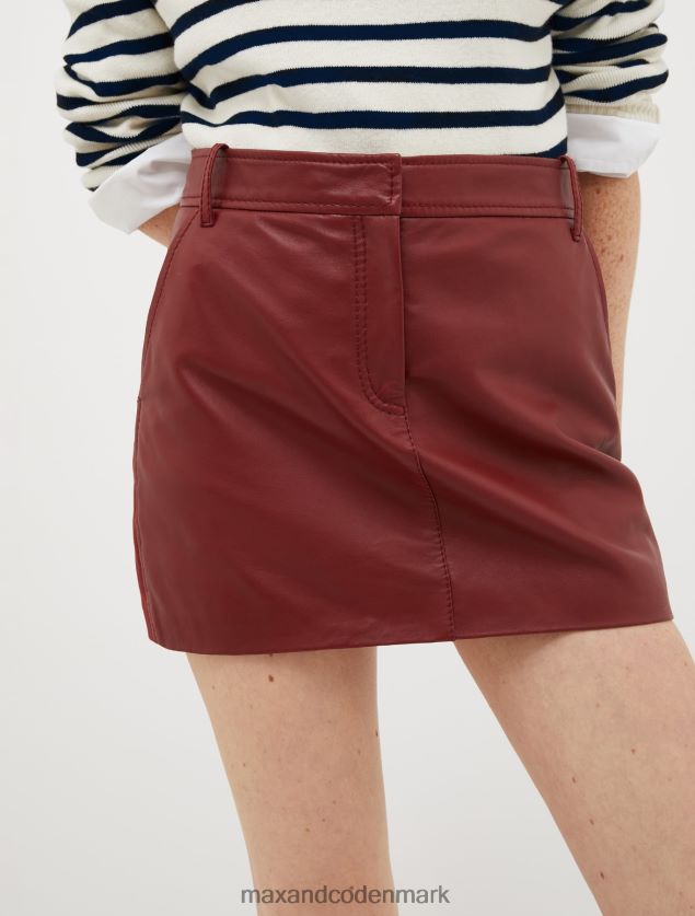 Kvinder nappa læder og jersey mini nederdel MAX&Co. bordeaux B2Z2T6800 beklædning