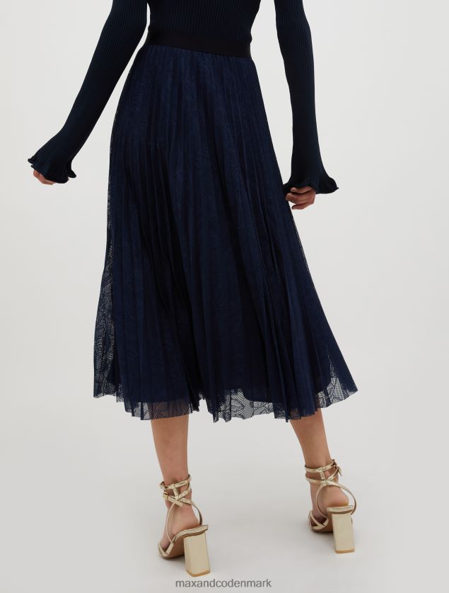 Kvinder plisseret blonde-jersey midi-nederdel MAX&Co. Marine blå B2Z2T6775 beklædning