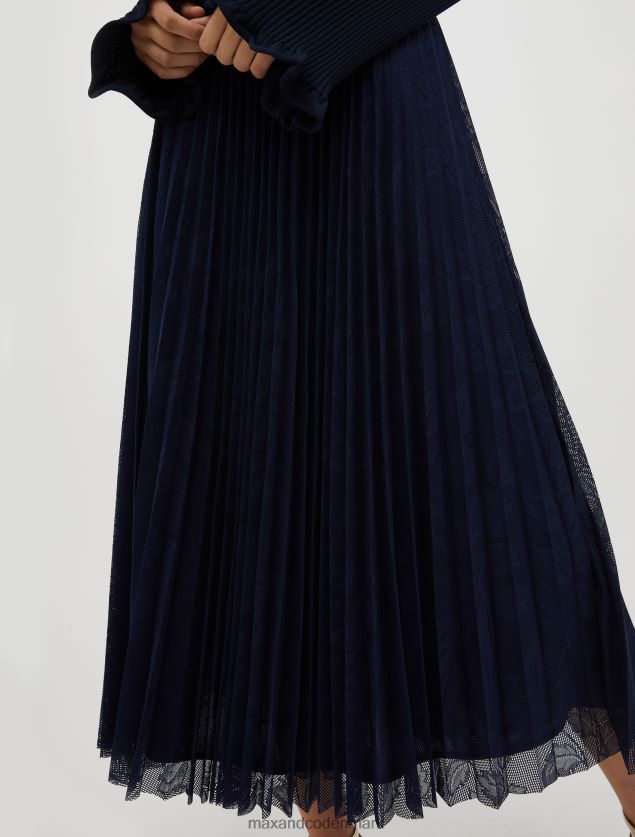 Kvinder plisseret blonde-jersey midi-nederdel MAX&Co. Marine blå B2Z2T6775 beklædning