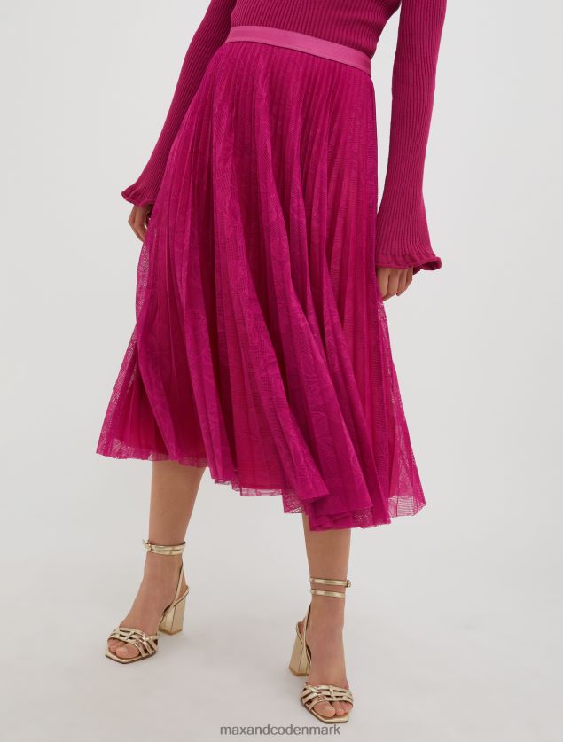 Kvinder plisseret blonde-jersey midi-nederdel MAX&Co. lilla B2Z2T6774 beklædning