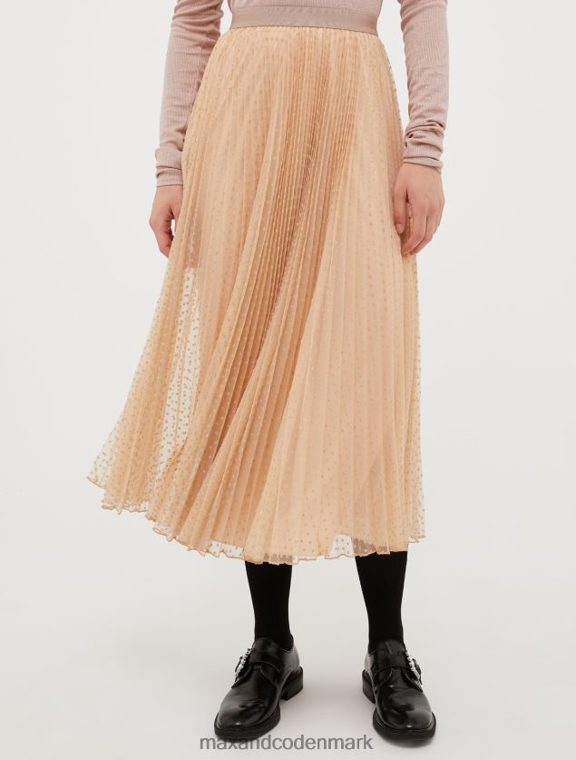 Kvinder plisseret jersey tyl midi nederdel MAX&Co. elfenben B2Z2T6786 beklædning
