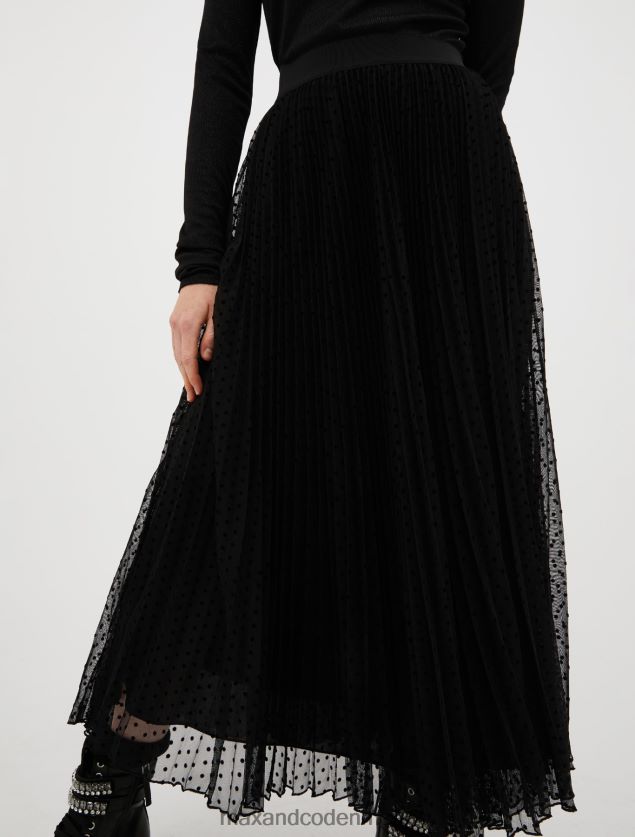 Kvinder plisseret jersey tyl midi nederdel MAX&Co. sort B2Z2T6787 beklædning