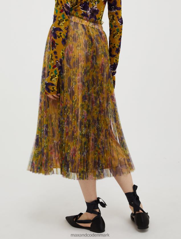 Kvinder plisseret midi-nederdel i tyl-jersey MAX&Co. olivengrøn B2Z2T6759 beklædning