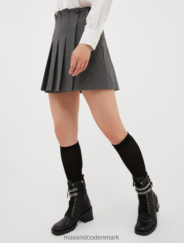 Kvinder plisseret stretch-twill mini-nederdel MAX&Co. mørkegrå B2Z2T6784 beklædning