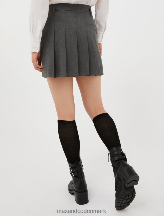Kvinder plisseret stretch-twill mini-nederdel MAX&Co. mørkegrå B2Z2T6784 beklædning