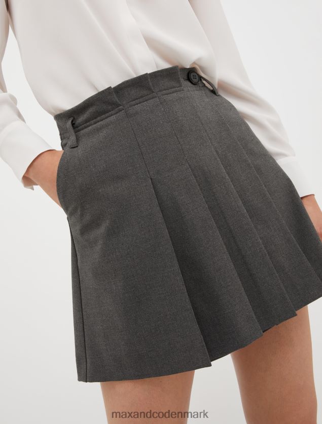 Kvinder plisseret stretch-twill mini-nederdel MAX&Co. mørkegrå B2Z2T6784 beklædning