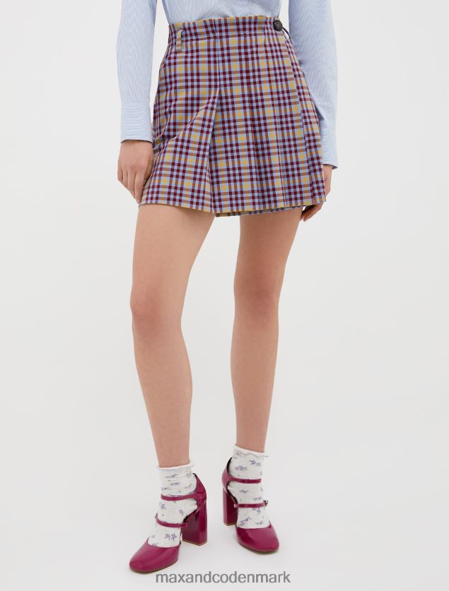 Kvinder plisseret stretch-twill mini-nederdel MAX&Co. rødt mønster B2Z2T6783 beklædning