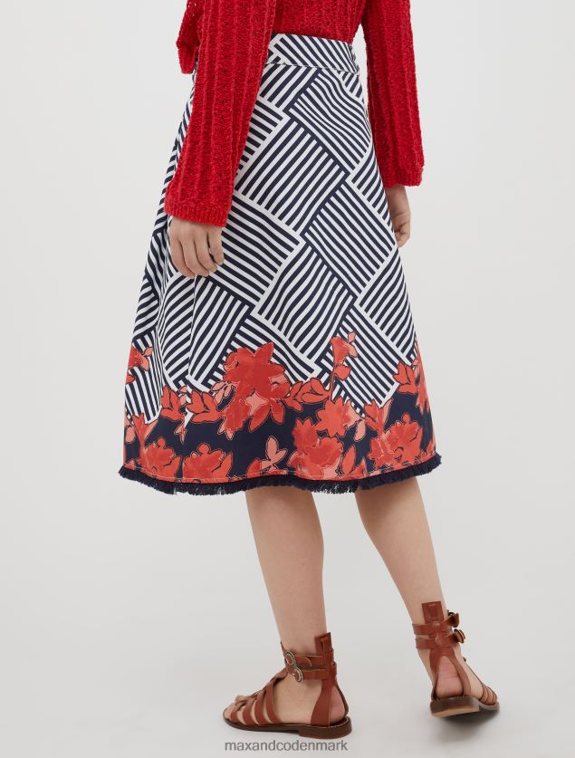 Kvinder stribet blusset bomuldsnederdel MAX&Co. marineblåt mønster B2Z2T6767 beklædning