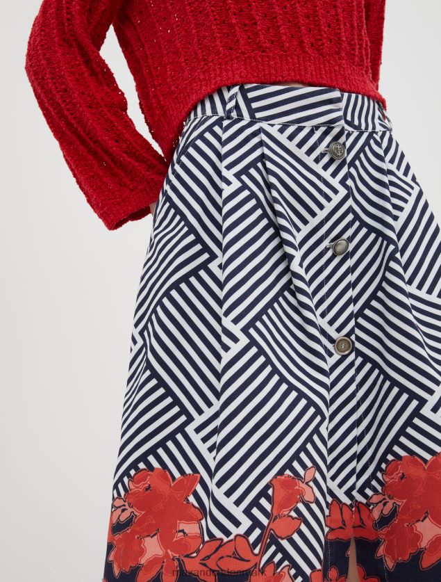 Kvinder stribet blusset bomuldsnederdel MAX&Co. marineblåt mønster B2Z2T6767 beklædning