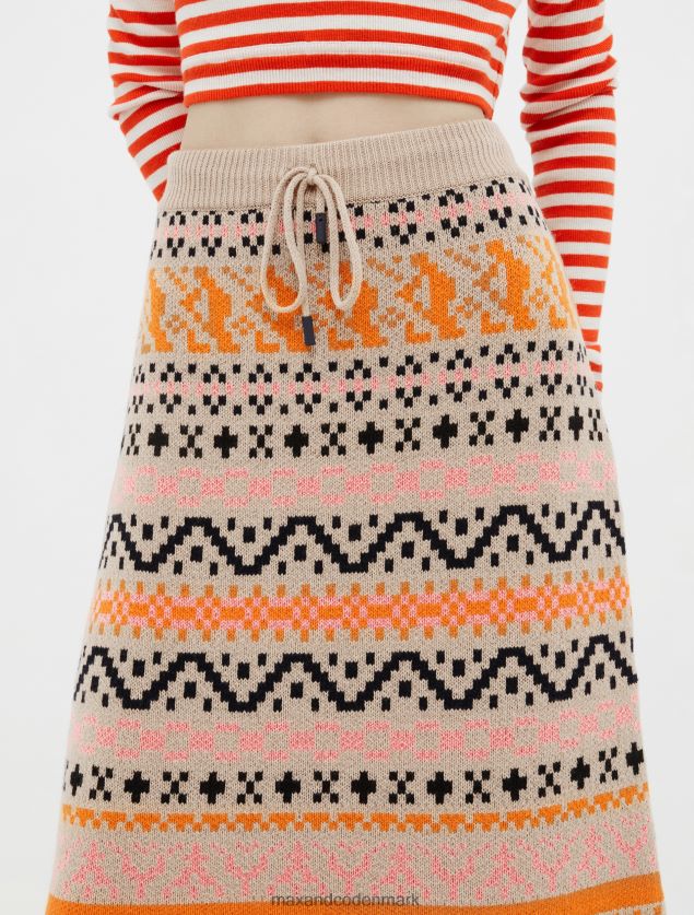 Kvinder uldblandet jacquard midi-nederdel MAX&Co. mellemgrå B2Z2T6792 beklædning